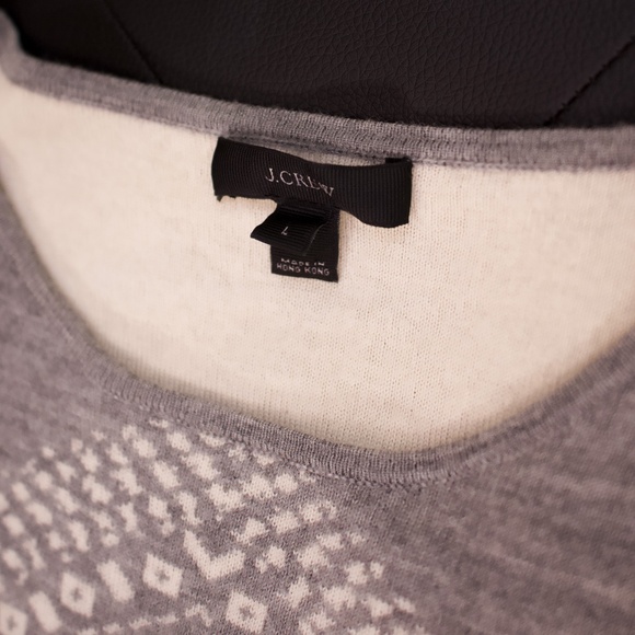 J. Crew Womens snowflake grey white merino wool sweater size large - Picture 4 of 6